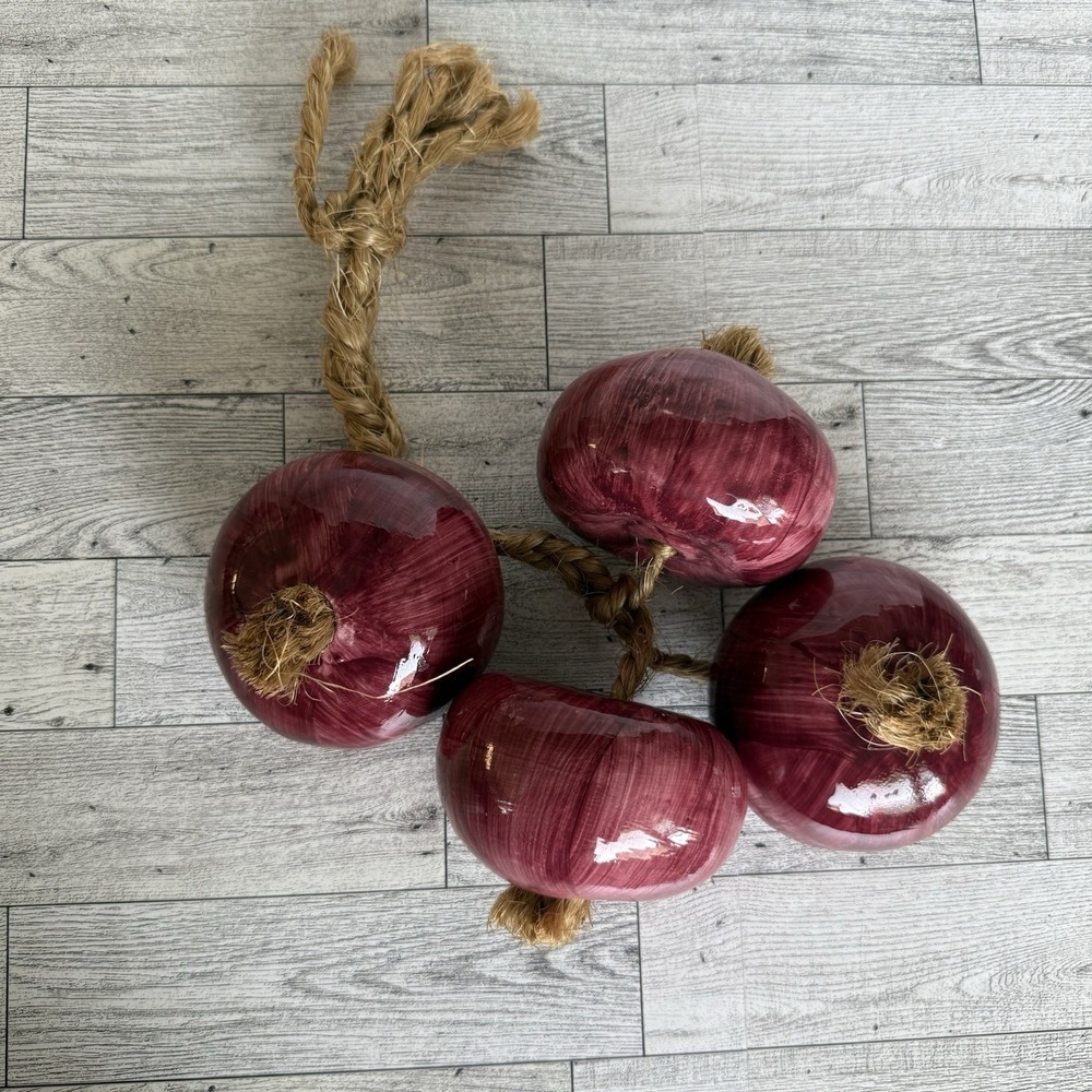 Decorative Ceramic Red Onions Hanging Kitchen Decor Rustic Farmhouse Tuscan